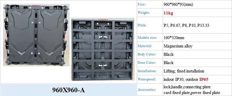 960 960 Mm Cabinet With Magnesium Alloy Material For P10 P8 P5
